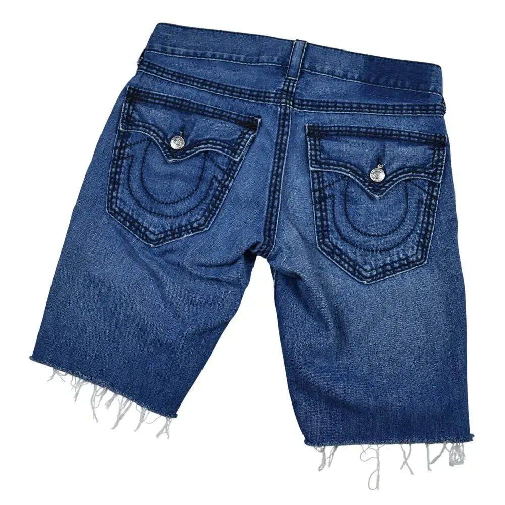 Vintage True Religion Jean Shorts Men's 31 (33) Ricky Blue Denim Cut Off Y2K USA